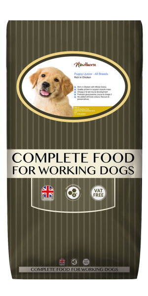 High-quality puppy junior food with chicken, with high protein for working dogs chosen by us for its great value bag