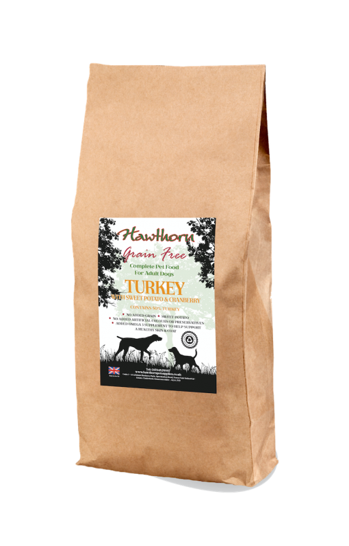 hawthorn pet supplies grain free dog food turkey plain bag shot 15 Kg