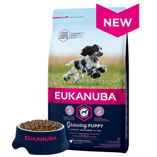 Eukanuba Puppy Medium Breed Chicken Bag Shot Front - Dog Food