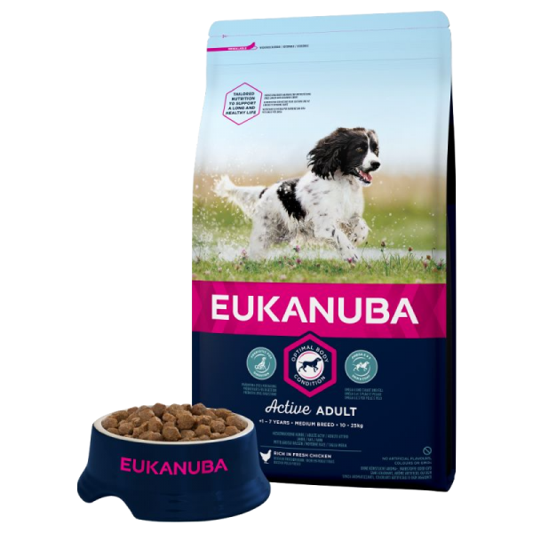 Eukanuba Adult Medium Breed Chicken Bag Shot Front - Dog Food