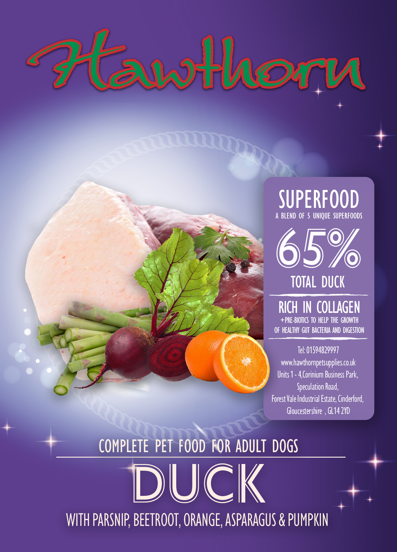 Superfood 65 Grain Free Duck for Adult Dogs 12kg Hawthorn