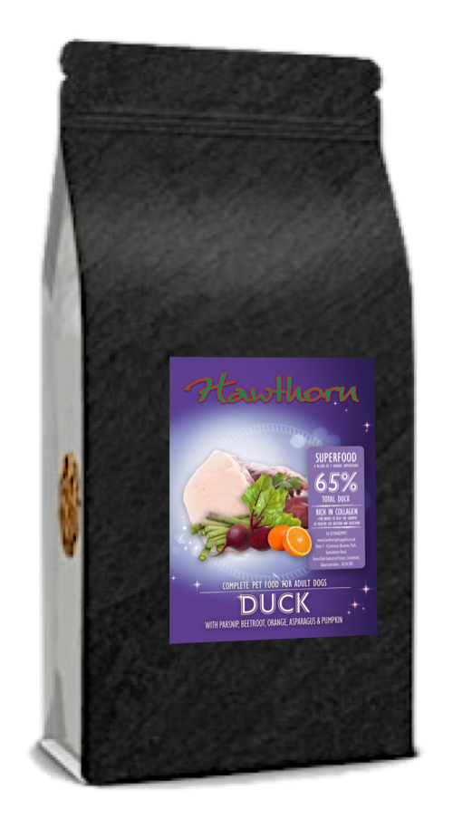 hawthorn pet supplies superfood 65 dog food high quality duck flavour bag shot