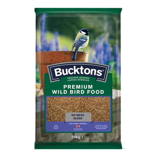 bucktons premium mess free wild bird food bag shot - seed mix/blend for wild garden birds