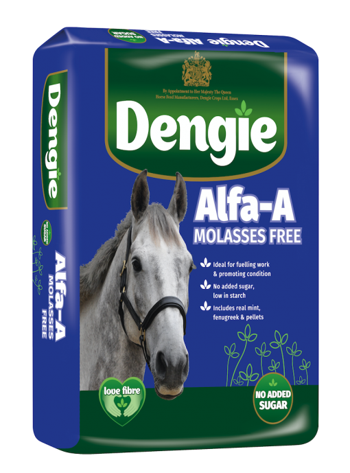 Dengie alfa-a Molasses Free bag shot, fibre feed for horses and ponies