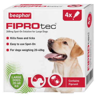 Beaphar FIPROtec Spot-On for Large Dogs 4 Pipette pack product image