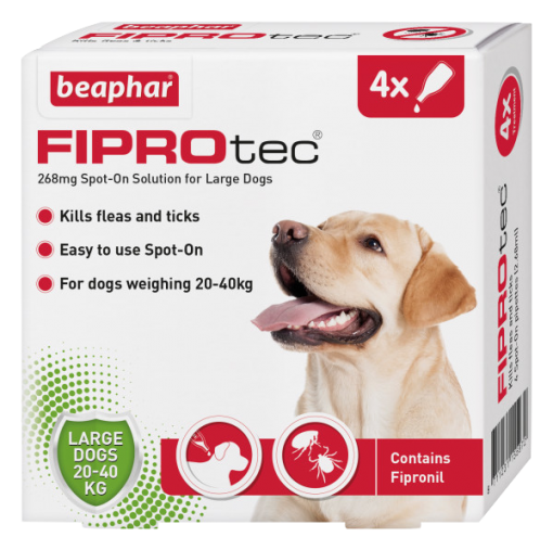 Beaphar FIPROtec Spot-On for Large Dogs 4 Pipette pack product image